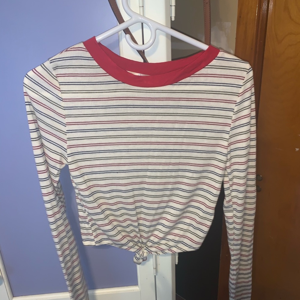 Strip crop top long sleeve
